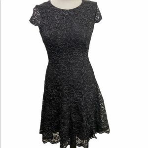 Tommy Hilfiger‎ Black Shine Allover Lace Fit and Flare Dress